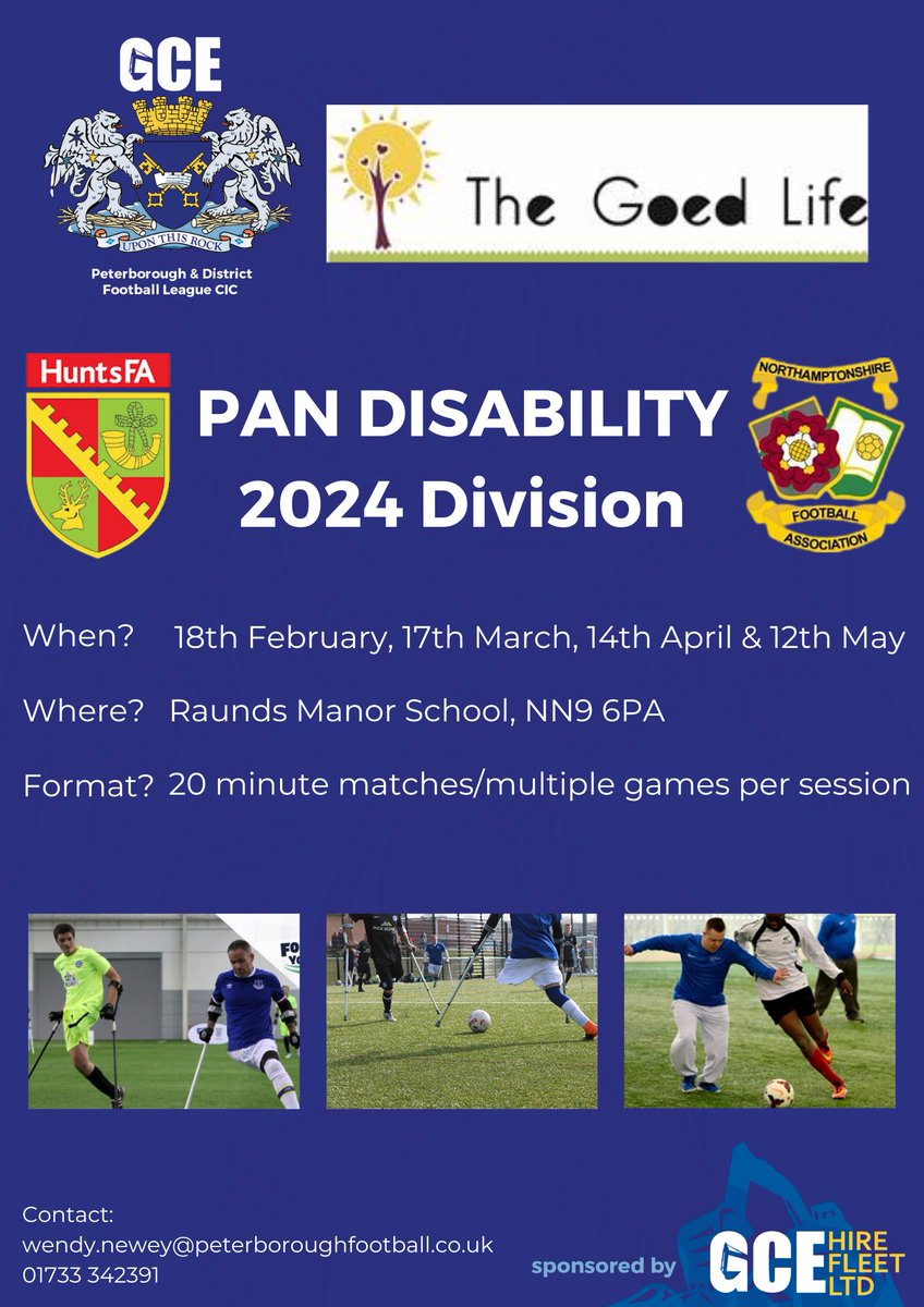 Peterborough & District Football League (@pdfluk) on Twitter photo Following the successful launch of our PAN Disability Division, we are looking to set up another PAN Disability Division for the 2024 season with support from <a href="/HuntsFA/">Huntingdonshire FA</a> <a href="/NorthantsFA/">Northamptonshire FA</a> 🎉
Registration Deadline: 31st Dec 2023
Interested contact wendy.newey@peterboroughfootball.co.uk Following the successful launch of our PAN Disability Division, we are looking to set up another PAN Disability Division for the 2024 season with support from <a href="/HuntsFA/">Huntingdonshire FA</a> <a href="/NorthantsFA/">Northamptonshire FA</a> 🎉
Registration Deadline: 31st Dec 2023
Interested contact wendy.newey@peterboroughfootball.co.uk
