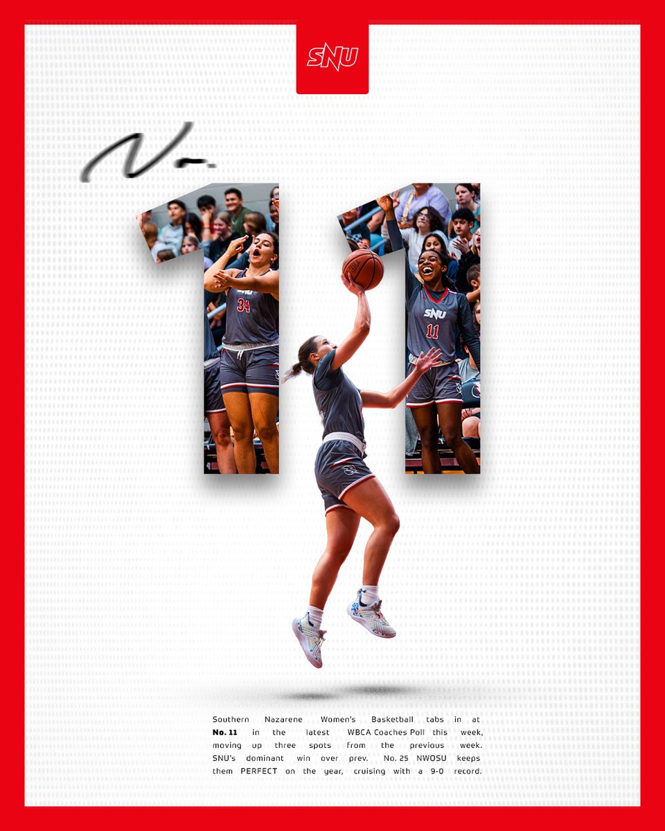 SNU Athletics (@snuathletics) on Twitter photo 𝐂𝐨𝐦𝐢𝐧' 𝐟𝐨𝐫 𝐭𝐡𝐞 𝐭𝐨𝐩-𝟏𝟎 𝐦𝐚𝐫𝐤... 👀
<a href="/SNUwbb/">SNU Women's Basketball</a> climbs up THREE spots in the latest national poll, tabbing in at 𝐍𝐨. 1️⃣1️⃣ with a 𝗣𝗘𝗥𝗙𝗘𝗖𝗧 9-0 record! 🫨
#BoltsUp⚡️ 𝐂𝐨𝐦𝐢𝐧' 𝐟𝐨𝐫 𝐭𝐡𝐞 𝐭𝐨𝐩-𝟏𝟎 𝐦𝐚𝐫𝐤... 👀
<a href="/SNUwbb/">SNU Women's Basketball</a> climbs up THREE spots in the latest national poll, tabbing in at 𝐍𝐨. 1️⃣1️⃣ with a 𝗣𝗘𝗥𝗙𝗘𝗖𝗧 9-0 record! 🫨
#BoltsUp⚡️