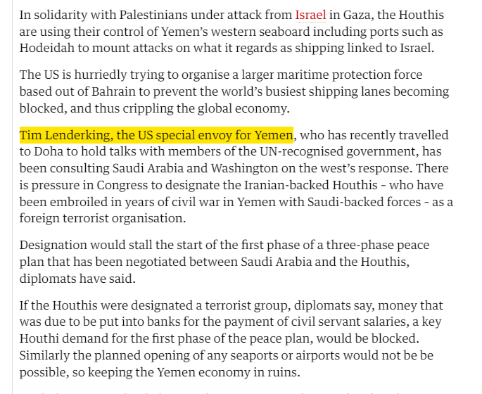 US officials are now openly talking about blocking the peace process between Saudis & Yemenis. @StateDept_NEA's Lenderking once claimed there was no blockade of Yemen. Now he's threatening sanctions that would literally prevent the 'planned opening of any seaports or airports'