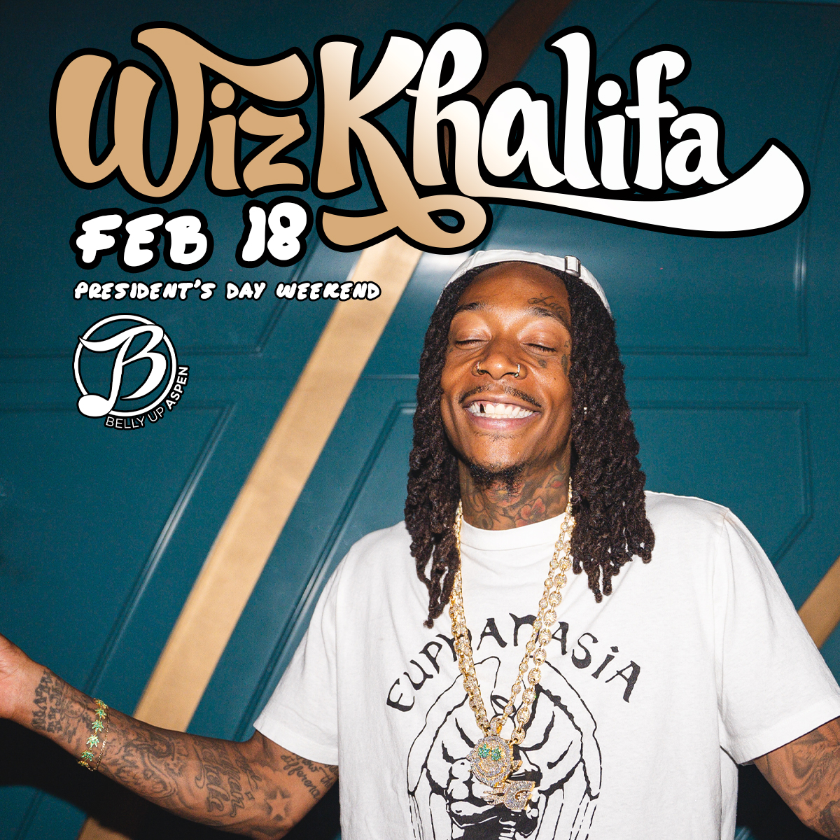 . @wizkhalifa returns Presidents Day Weekend on Sunday, 2/18! Presale starts Thu, 12/14 @ 10am MT. Sign up by 8:30am MT on 12/14 to receive the presale code: bit.ly/3MSARpt