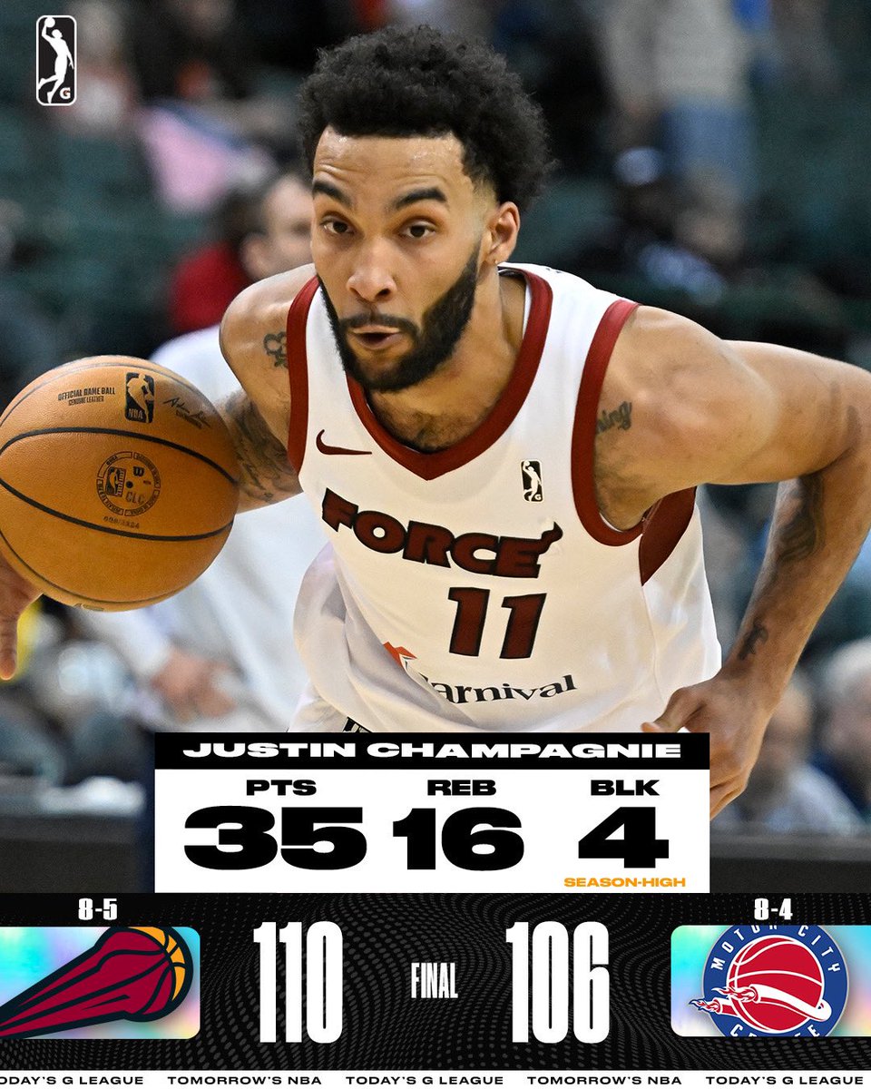 💥 FINAL SCORE THREAD 💥 The @SFSkyforce staved off Motor City’s comeback effort to pick up an impressive win on the road. ☄️ Peterson: 25 PTS, 9 AST, 6 REB ☄️ Jovic: 16 PTS, 11 REB, 2 BLK