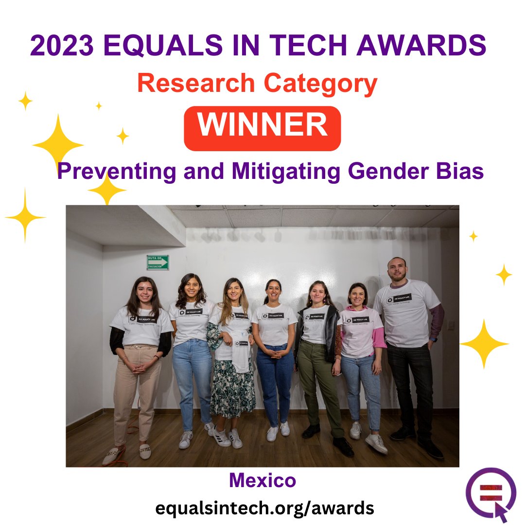 Congratulations to 2023 #EQUALSinTech Award winner in the Research Category, @PITPolicy for Preventing and Mitigating Gender Bias - an AI-based early alert systems to prevent school drop out and improve retention rates.