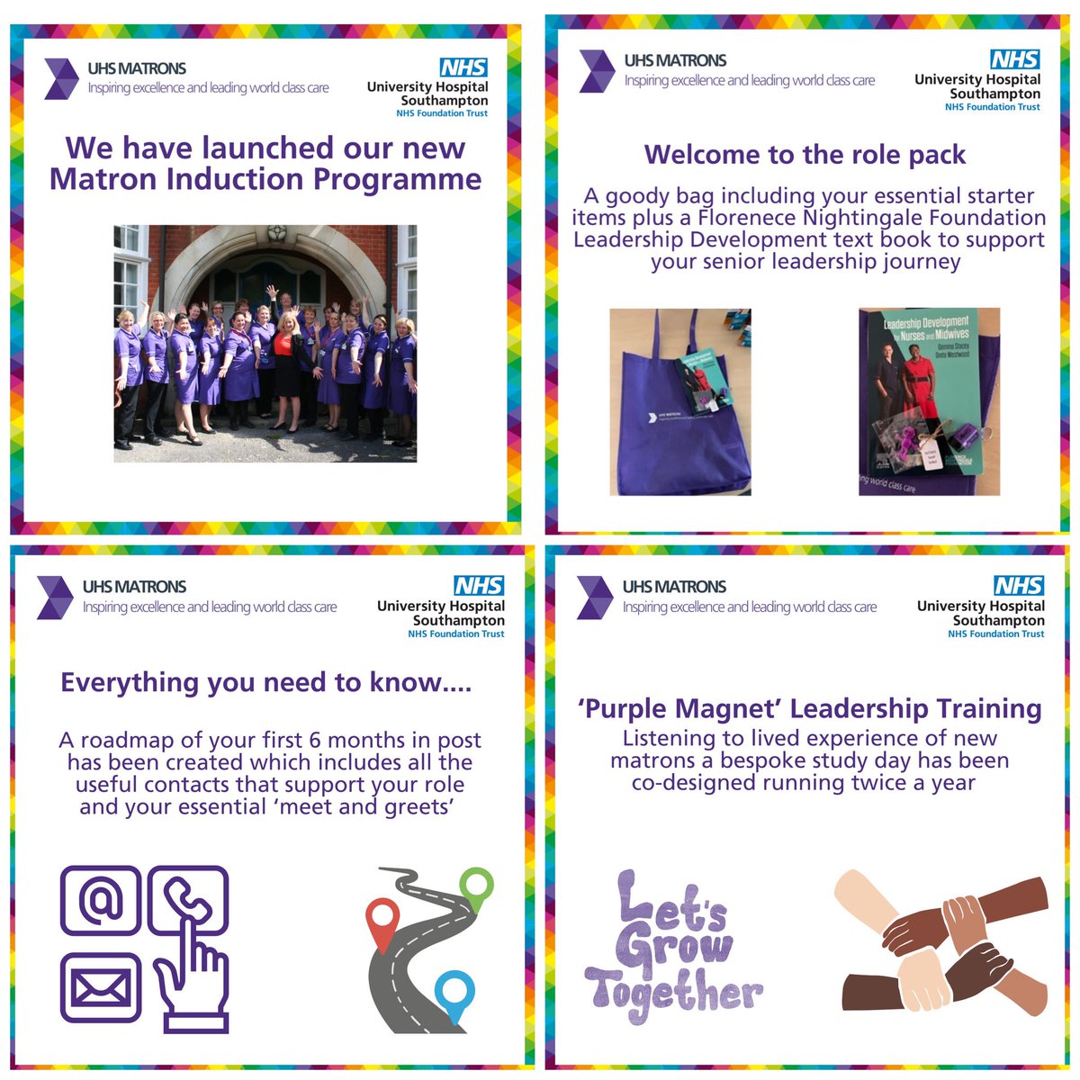 Our Matron Induction Programme is in full swing with the first “purple magnet” training session with a fab bunch of new matrons 💜 Thank you @UHS_OrgDev team for delivering an excellent session!
@gailbyrneuhs @hettie1972 @suzy_pike @NatashaWattsn3 @sarahjherbert @RosemaryChable