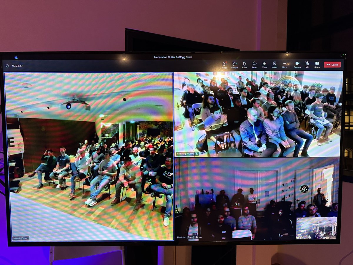 Flutter Berlin Meetup (@flutterberlin) on Twitter photo The first ever Flutter event in 4 cities in the same time 🥳
#FlutterNetflight #Flutter4Cities
<a href="/FlutterHamburg/">Flutter Hamburg</a> <a href="/FlutterMunich/">Flutter Munich</a> <a href="/flutterist/">Umit Duran</a> <a href="/ShuregDenisov/">Sasha Denisov</a> <a href="/jens_hor/">Jens Horstmann</a> <a href="/Ben_Jaafar_Adam/">Adam Ben Jaafar</a> <a href="/adnanmakhani/">Adnan Makhani</a> <a href="/netlight/">Тимур Нурлихин (NetLight)</a> The first ever Flutter event in 4 cities in the same time 🥳
#FlutterNetflight #Flutter4Cities
<a href="/FlutterHamburg/">Flutter Hamburg</a> <a href="/FlutterMunich/">Flutter Munich</a> <a href="/flutterist/">Umit Duran</a> <a href="/ShuregDenisov/">Sasha Denisov</a> <a href="/jens_hor/">Jens Horstmann</a> <a href="/Ben_Jaafar_Adam/">Adam Ben Jaafar</a> <a href="/adnanmakhani/">Adnan Makhani</a> <a href="/netlight/">Тимур Нурлихин (NetLight)</a>