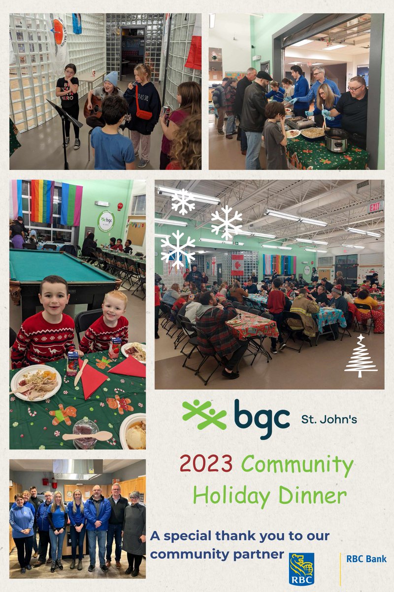 2023 BGC St. John's Community Holiday Dinner 🎄
A special thank you to our friends at @RBC for your financial support and dedicated volunteer commitment 💚
#opportunitychangeseverything
#nomorebarriers