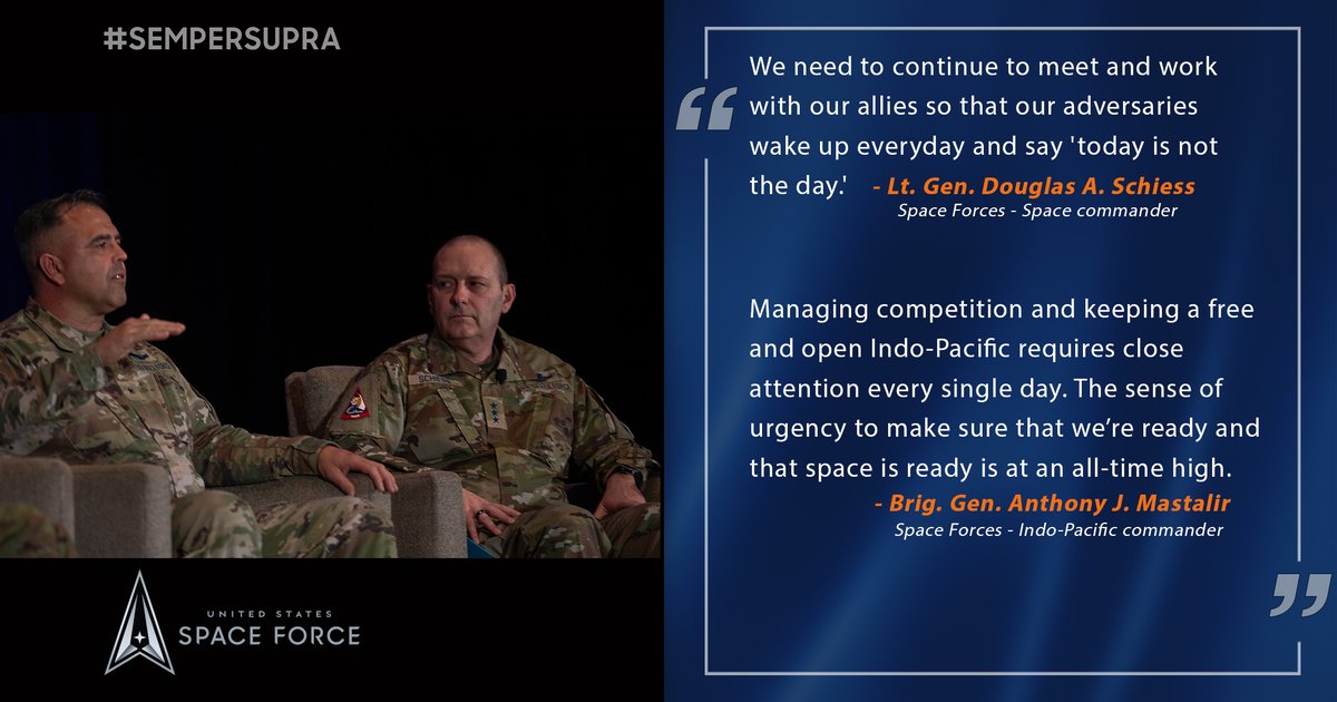 Space Forces - Space & Space Forces Indo-Pacific commanders participated in a #PartnerToWin panel today at #SFA to discuss the importance of integration with Allies and Partners. #SemperSupra