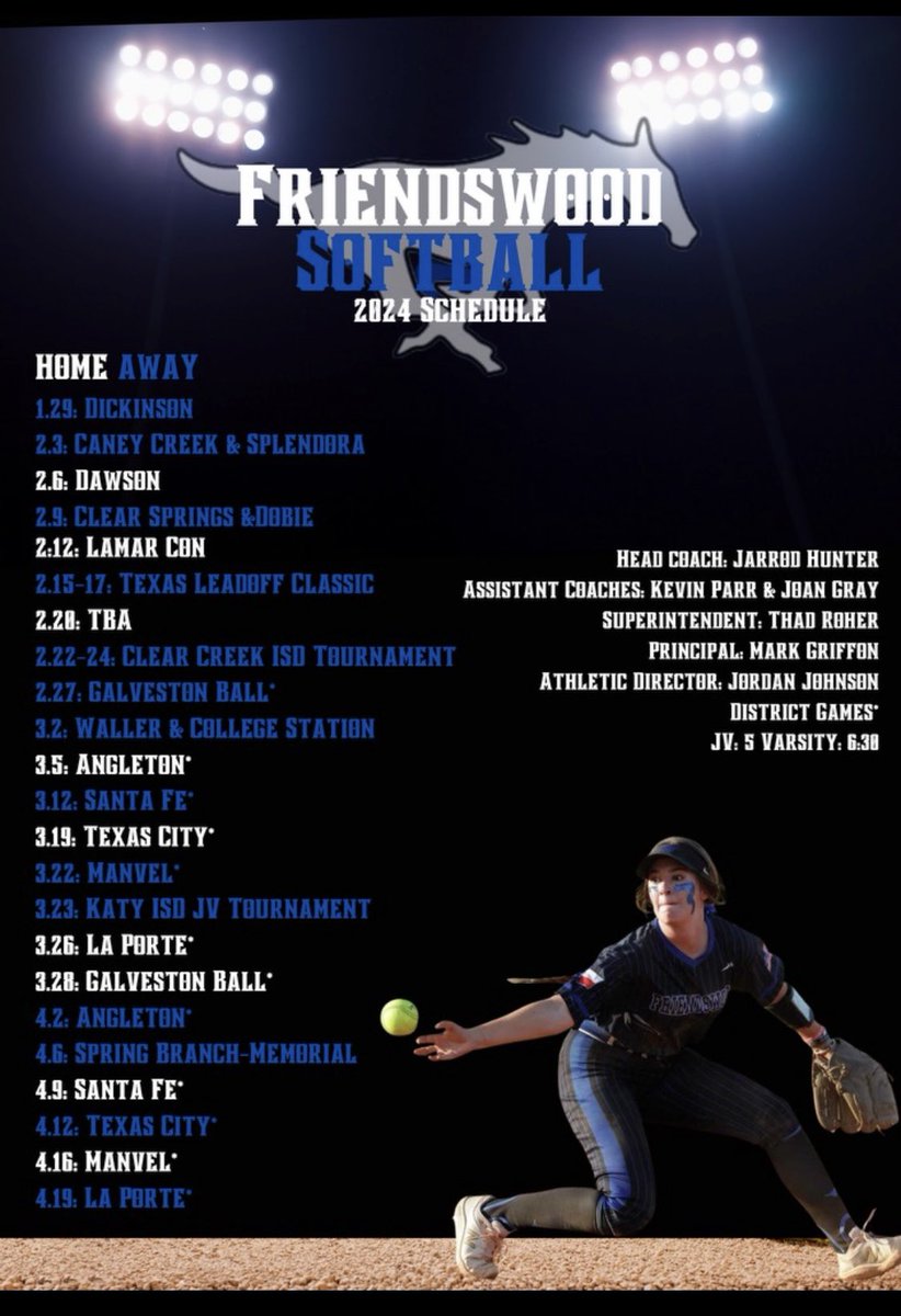 2024 Softball Schedule <a href="/fhsmustangs/">Friendswood High School</a> <a href="/FwoodAthletics/">Friendswood Athletics</a>  <a href="/TugboatTaylor15/">Joseph Taylor</a> <a href="/TXPrepSoftball/">Texas Prep Softball</a>