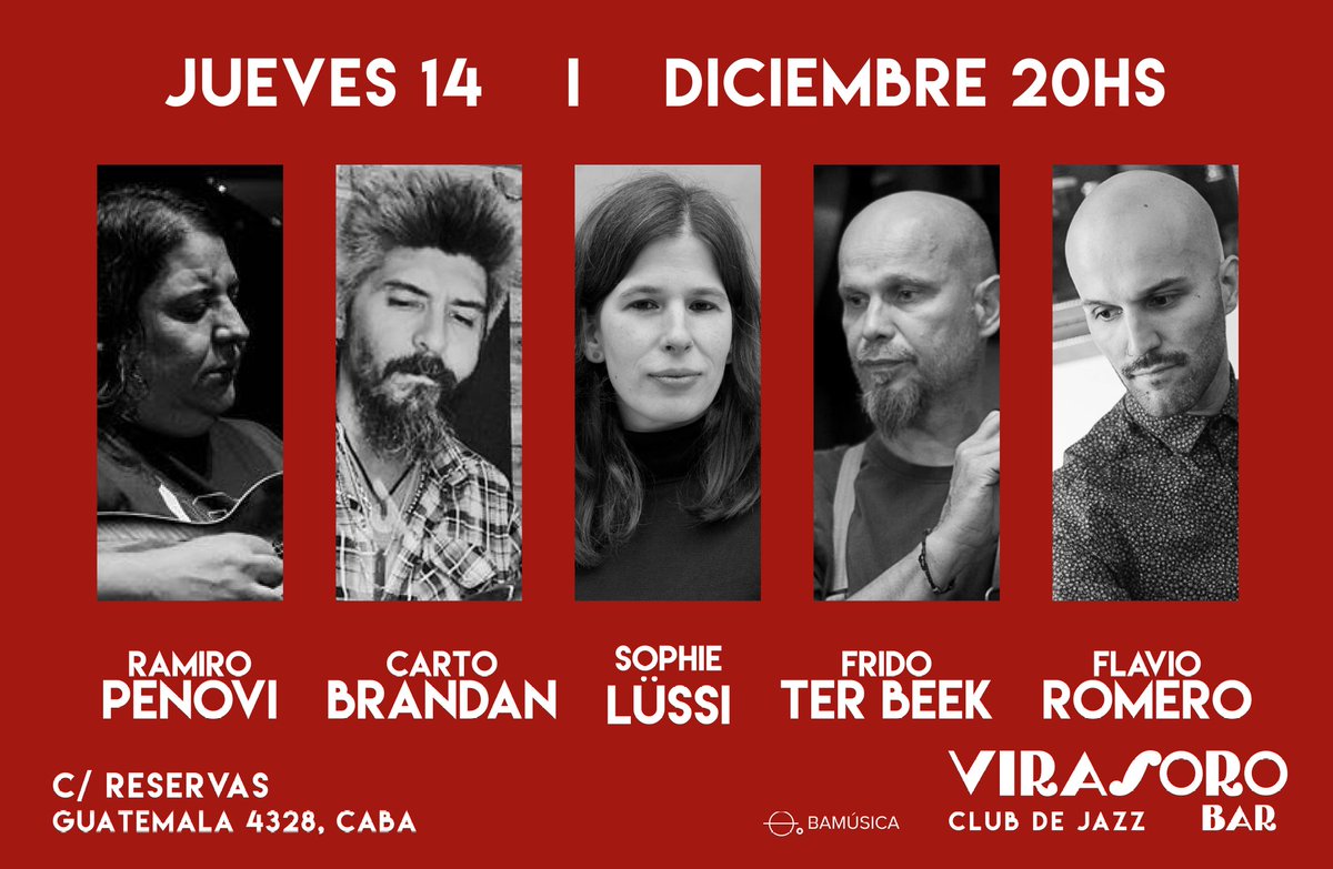 👉 FUNCIÓN
Puerta 19:30 hs – Show 20 hs

📅 Jueves 14 de diciembre
▪️RAMIRO PENOVI CARTO BRANDAN SOPHIE LUSSI FRIDO TER BEEK FALVIO ROMERO ▪️

🎫Entrada $5000
📲Reservas de localidades: 11 3577 6807 (WhatsApp) 
💺Las ubicaciones son por orden de llegada.
🍷Consumición mínima.