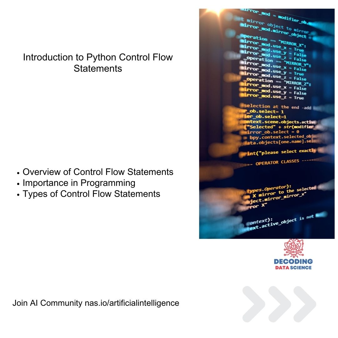 🔄 Mastering Control Flow: Navigate your code with precision! 🚀
💻 Unleash the power of decision-making and loops to optimize your programming logic. 

Level up your coding skills with effective control flow! 🌐🔍 #Programming #ControlFlow #CodeOptimization 🚀👩‍💻