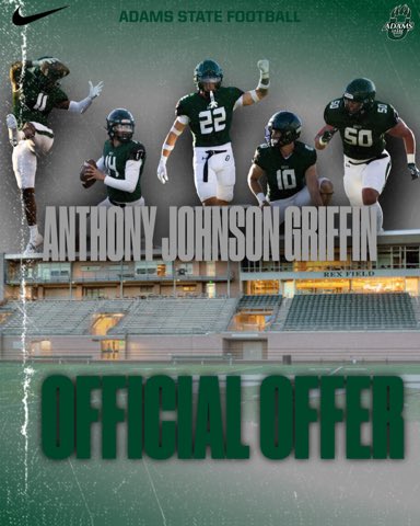 Anthony Johnson Griffin (AJ) (@akant_10) on Twitter photo AGTG!!! After a great conversation with <a href="/CoachRiley7/">Coach Riley</a> I am announced to receive another offer from <a href="/adamstateFB/">adamsstatefootball</a>!! Beyond thankful🙏🏾 <a href="/Coach_JNovotny/">Jake Novotny</a> <a href="/ffchsfootball/">TROJAN FOOTBALL</a> <a href="/FFCHSAthletics/">TROJAN ATHLETICS ⚔️</a> AGTG!!! After a great conversation with <a href="/CoachRiley7/">Coach Riley</a> I am announced to receive another offer from <a href="/adamstateFB/">adamsstatefootball</a>!! Beyond thankful🙏🏾 <a href="/Coach_JNovotny/">Jake Novotny</a> <a href="/ffchsfootball/">TROJAN FOOTBALL</a> <a href="/FFCHSAthletics/">TROJAN ATHLETICS ⚔️</a>