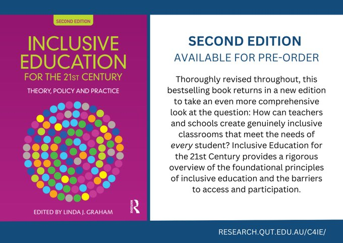 Very excited to be joining the launch this morning via zoom and looking forward to hearing from other authors! I have co-authored a chapter on 'Inclusive Education as a Human Right' @C4IE_QUT #InclusiveEducation #DisabilityRightsAreHumanRights