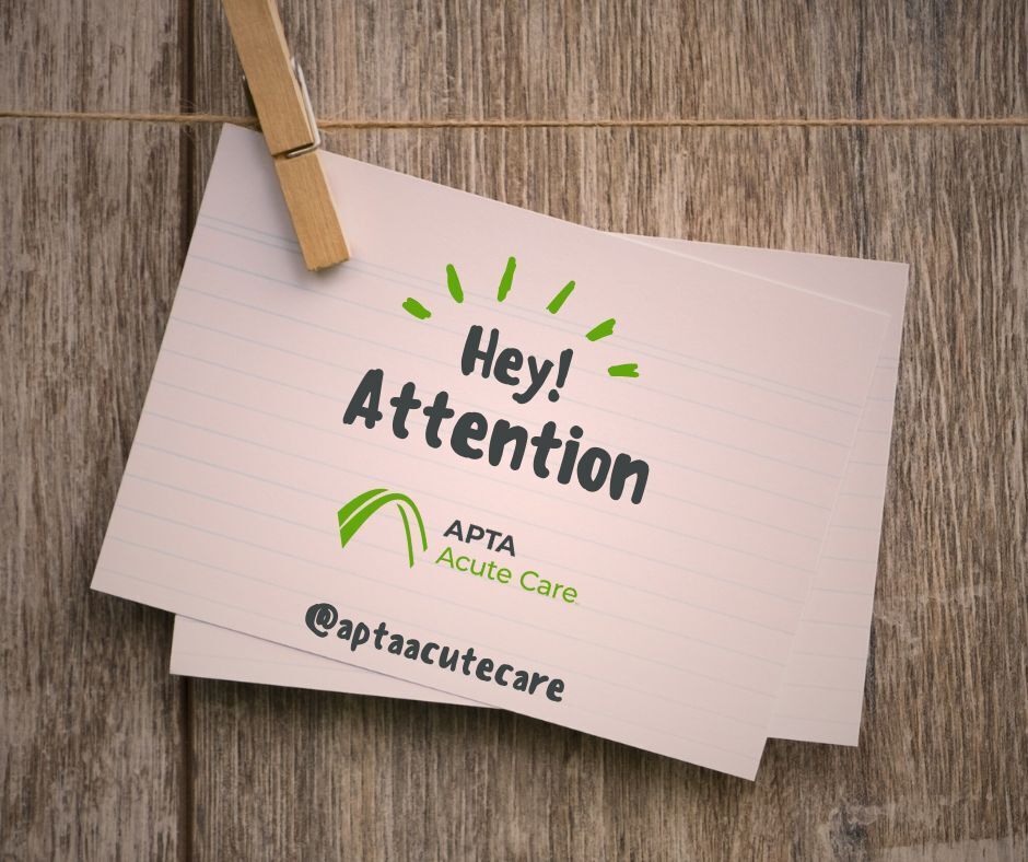 We are looking for a 2023 APTA PTA Council Representative for the Academy of Acute Care! If interested please follow this link: aptaacutecare.org/page/APTAPTACo…