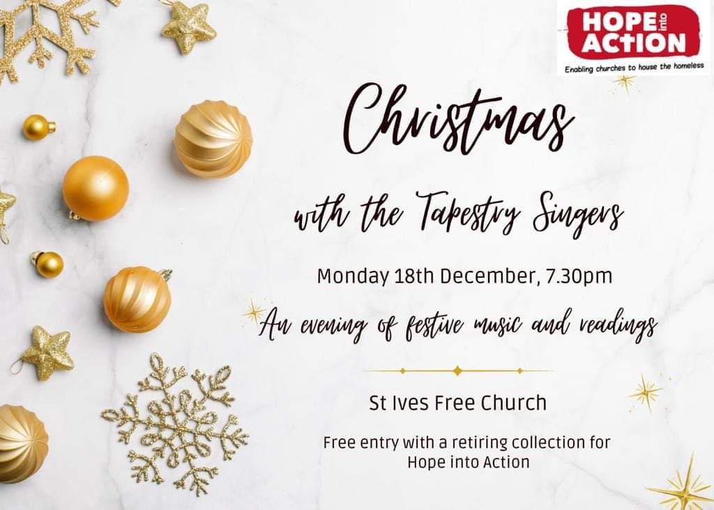 After some carol singing at @WimpoleEstateNT this coming Saturday, we have our final concert of 2023 on Monday 18th December! Our annual carols and readings concert, raising money for @hopeintoaction 7.30pm at St Ives' Free Church - free entry, with a retiring collection 🎶🎄