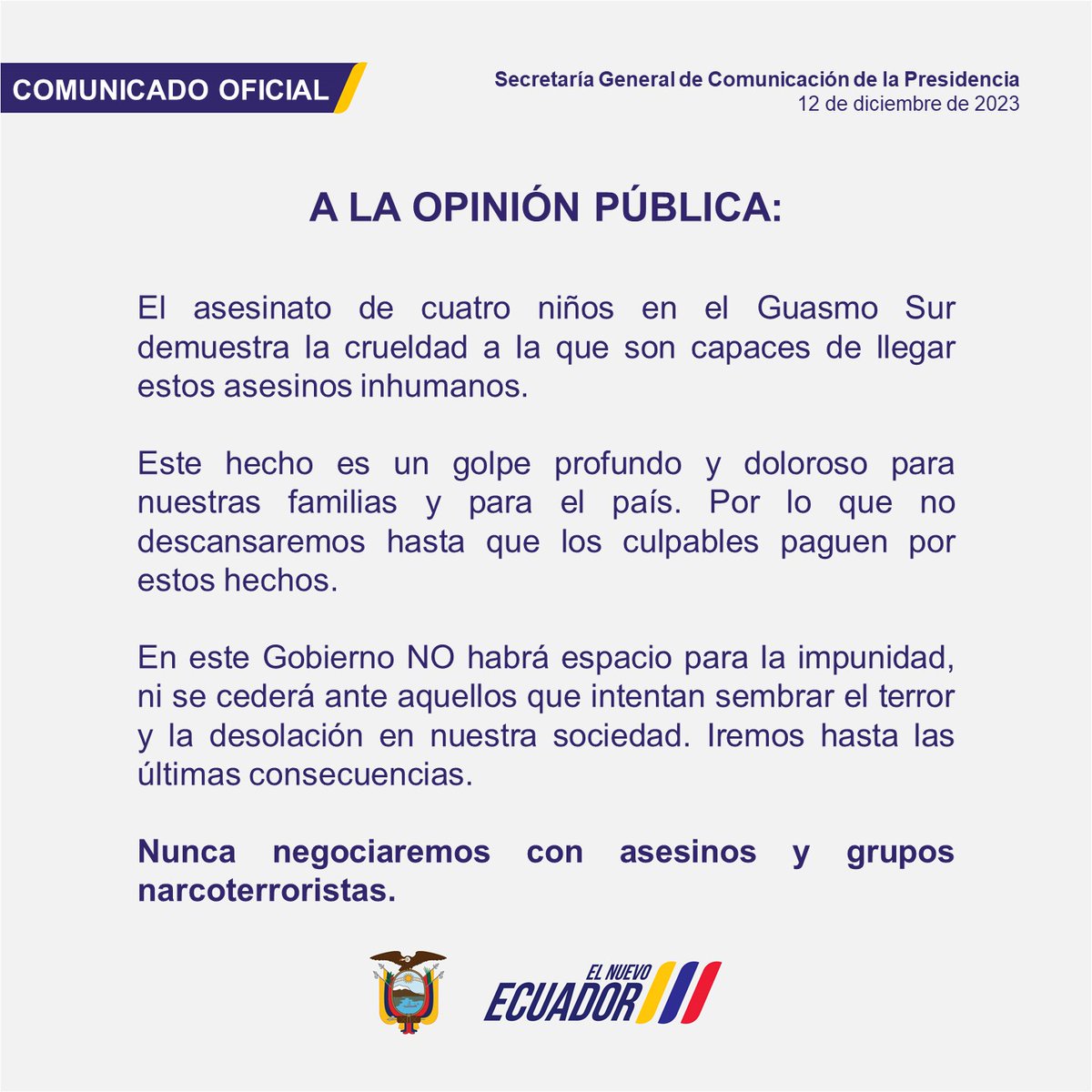Presidencia_Ec's tweet photo. A la ciudadanía: https://t.co/bRqK86pZEE