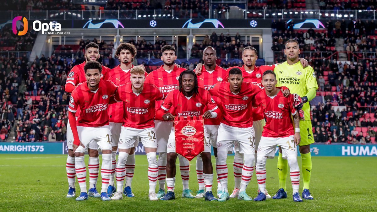 1 - For the second time in <a href="/ChampionsLeague/">UEFA Champions League</a> history, <a href="/PSV/">PSV</a> lost just one of their six group stage matches (also 1 in 1997-98). Advancing.