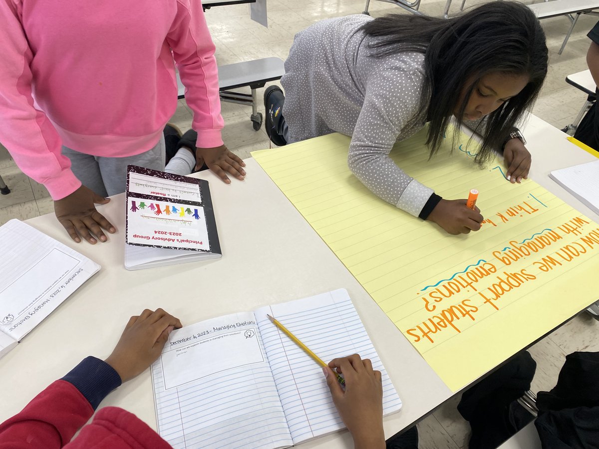 MrsShelbyWood's tweet photo. Our Principal's Advisory Group is already hard at work! Up first: brainstorming ways to help support our students manage big emotions ๐ง โฎ๏ธ https://t.co/KdhxswHI8C