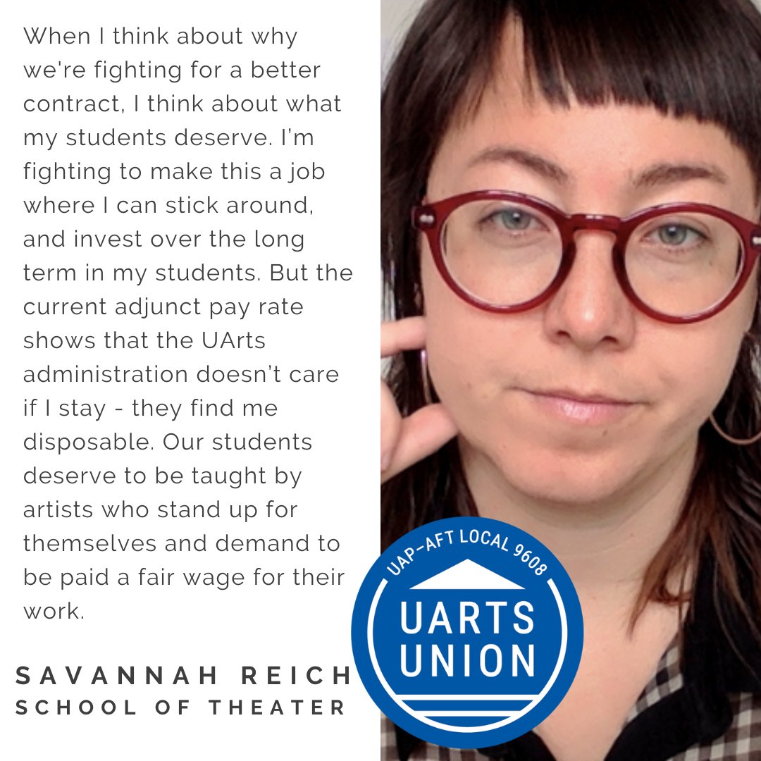 This week, faculty of the #UArtsUnion share why they, and their students, need a #UArtsContractNOW at <a href="/UArts/">UniversityoftheArts</a>.  Faculty won their union THREE years ago, and still don't have the protections and benefits of a contract!
