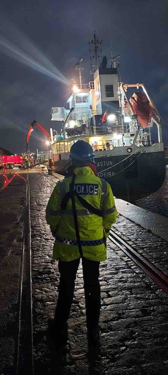 PSOSbpc's tweet image. Our Small Ports Team were in Glasgow this evening to carry out security checks on commercial shipping vessels arriving in the UK. #portsafe #projectkraken