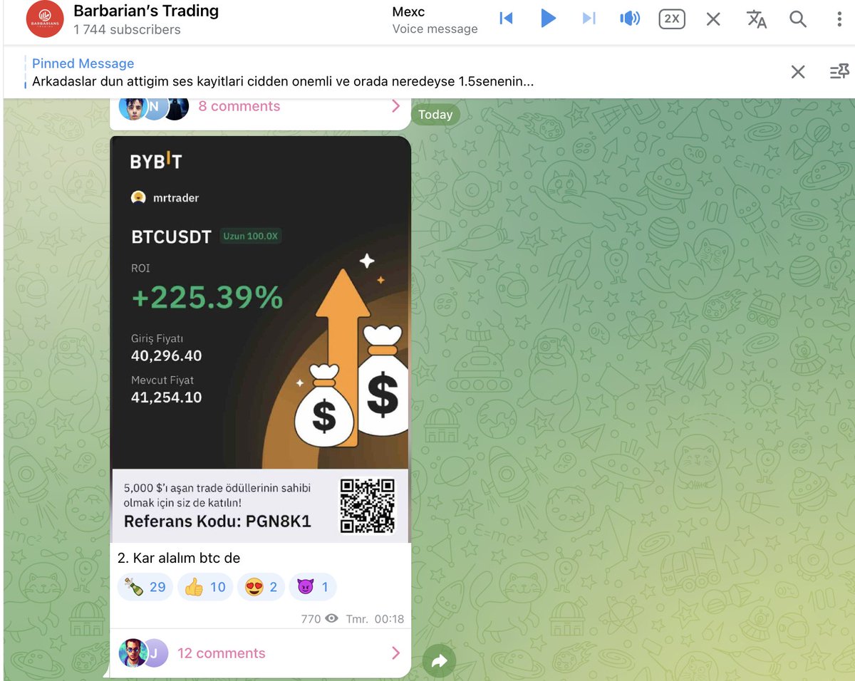 #barbarians trade kanalımızda son 22 saatte, 8 işlem aldık, hepsi başarıyla sonuçlandı. #bitcoin en tepeden short almıştık hedgesini de en dipten longlayarak yaptık :) Ardından 5 adet altcoin işlemi de almış olduk hepsi de başarılı oldu, çok güzel kar marjları yakaladık.…