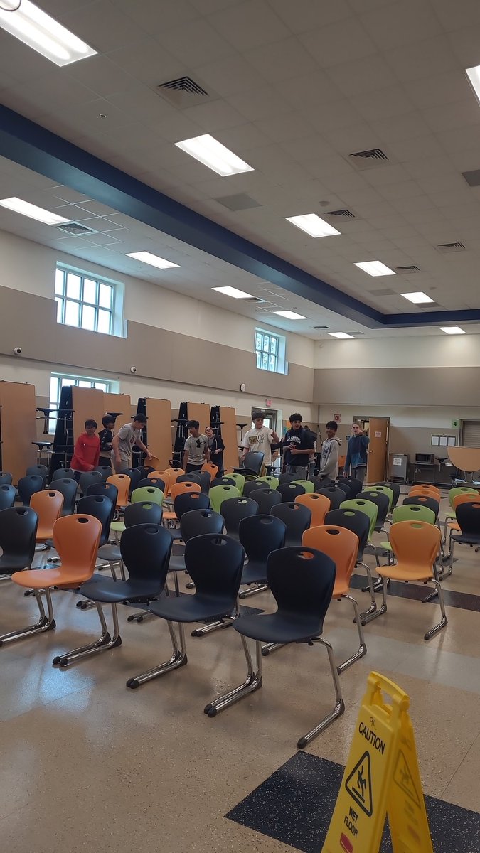 So proud of my 8th grade boys! One call for help to lay out 200 chairs for tonight's petformance and they immediately stood up. You build a sense of pride for your school by giving students the opportunity to give back to the school.  <a href="/PearsonRanchMS/">Pearson Ranch MS</a> <a href="/MrsCollins1787/">Monica Collins</a> <a href="/myam2/">Dr. Mya Mercer</a>