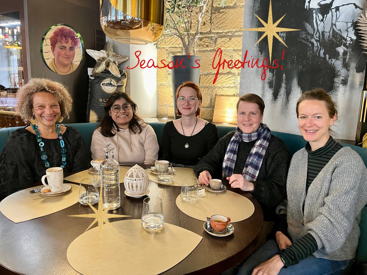 PoetryOff_Page's tweet photo. Last #PoPTeam jour fixe of the year, and what a turbulent year it was! (While @claire_ms_p couldn’t physically make it, we very much brought her along in our thoughts…)
Season’s Greetings and Happy Everything!❄️🎁🎶 https://t.co/qDxFbQzWfT