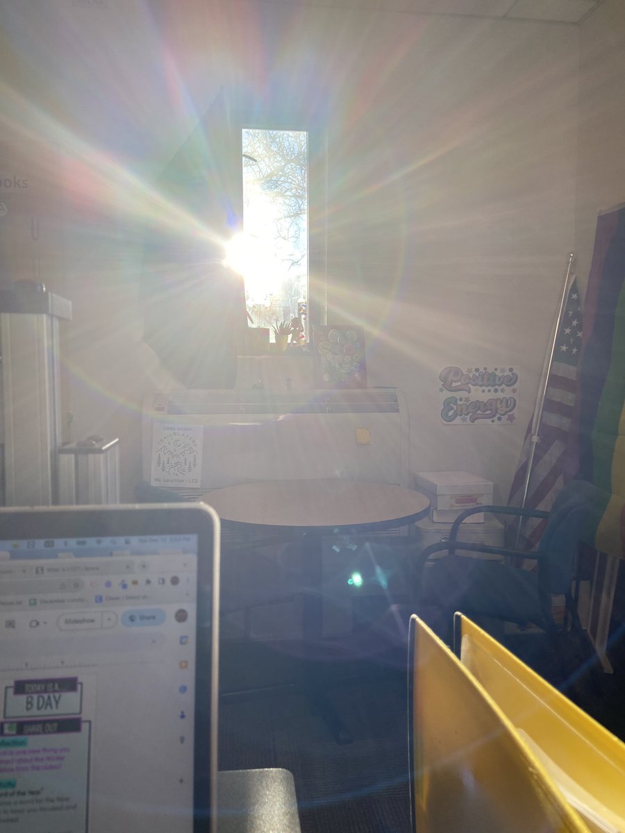 APSMidLibraries's tweet image. Editing an advisory slide about the winter solstice as the sun tries to blind me while setting at 2:54 pm….