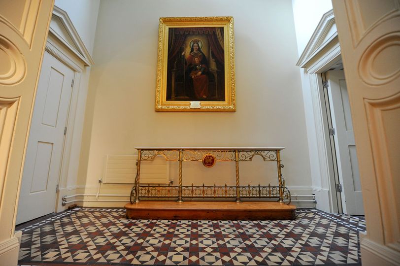 Today is #FoundationDay at Mercy! On this kneeler, 192 years ago today, our foundress Catherine McAuley took vows to become the first Sister of Mercy. It's located in the chapel of the first House of Mercy on Baggot Street in Dublin, Ireland.