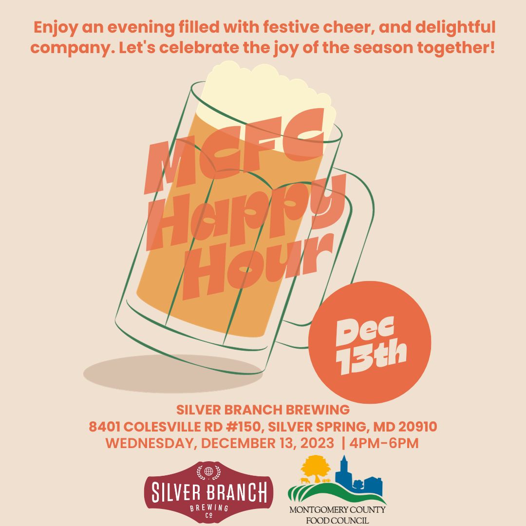 Join us for Happy Hour at Silver Branch Brewing Co. on TOMORROW, December 13th from 4pm-6pm. 8401 Colesville Rd #150, Silver Spring, MD 20910. We hope to see you there!