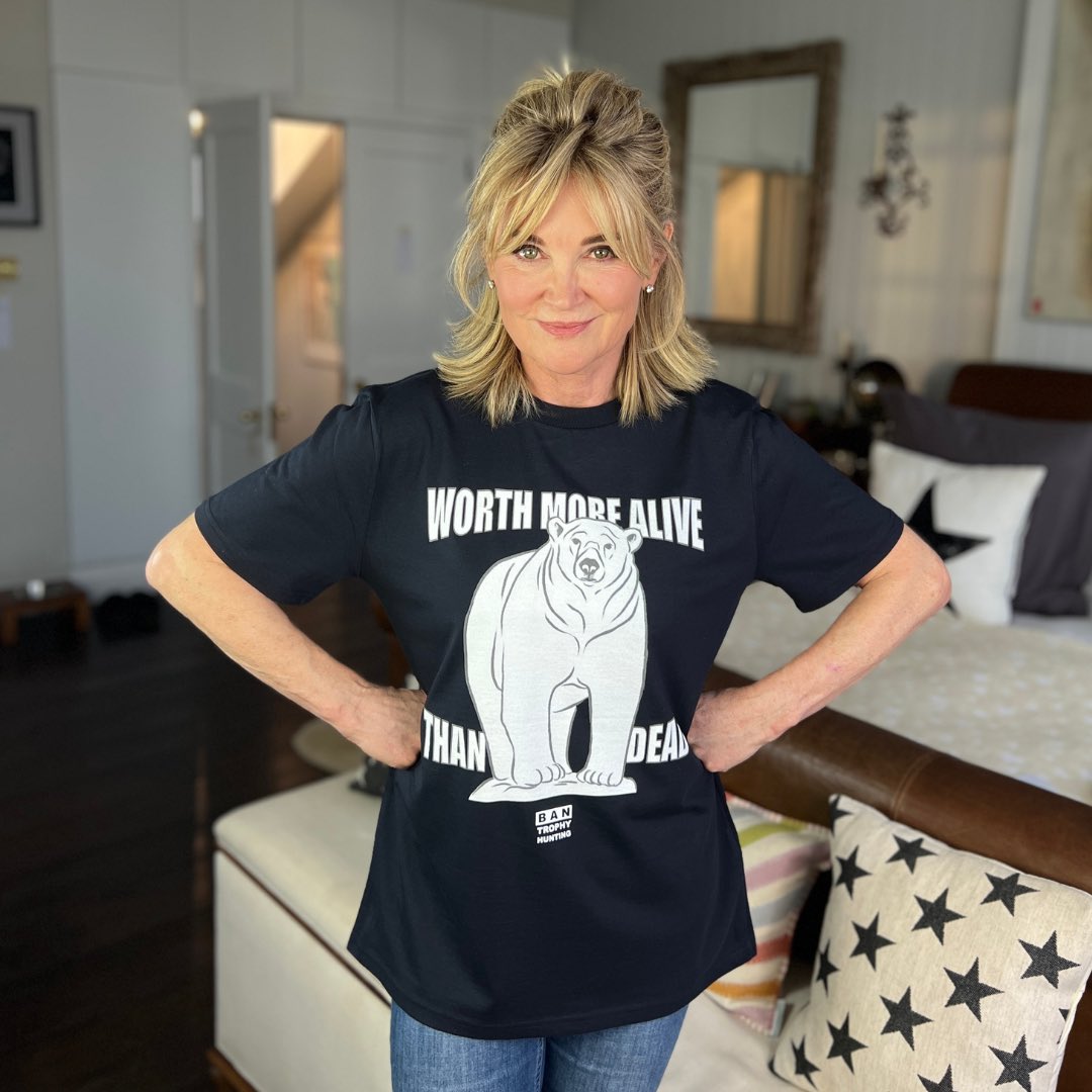 Anthea Turner supports our campaign to #BanTrophyHunting. Join Anthea & support polar bears. Since the 1960s, 50,000 have been shot for ‘sport’ & skins. Now there are just 22,000 left. Shop our new polar bear collection - profits help fund our campaign. campaigntobantrophyhuntingstore.com