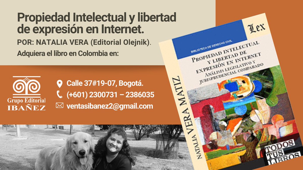 VERAABOGADOS's tweet image. Propiedad Intelectual y libertad de expresión en Internet. Por: Natalia Vera (Editorial Olejnik). Adquiera el libro aquí:  grupoeditorialibañez.com/product/propie…

#PropiedadIntelectual #LibertadDeExpresión