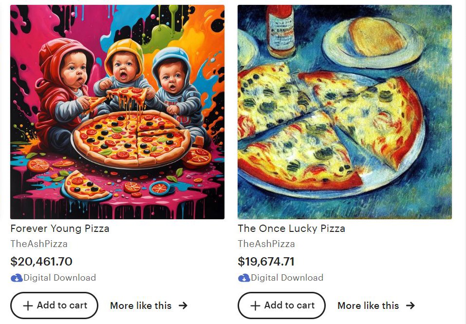 This is listed for $20,461 on Etsy. Forever Young Pizza. Can anyone explain this?