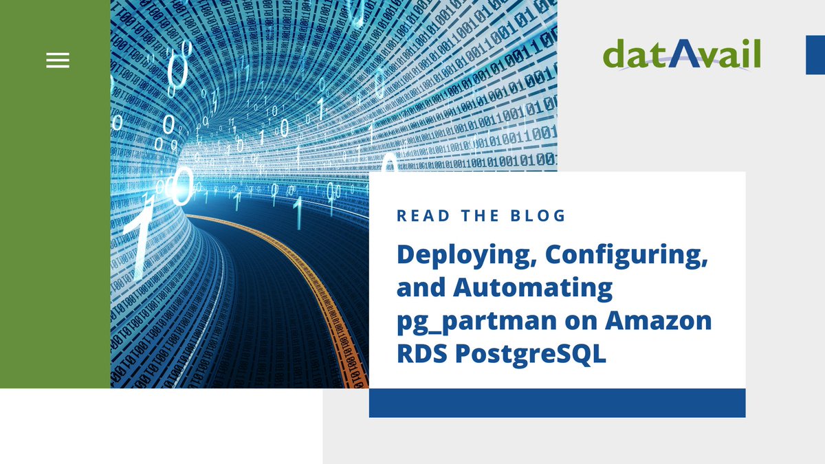 datavail's tweet image. Take a deep dive into partitioning tables using #pgpartman! Learn by example with this step-by-step guide. Our post covers renaming tables, creating templates, setting up partitions, & validating configurations. Read the detailed steps: bit.ly/3sQFidB
#sqlscripts #sql