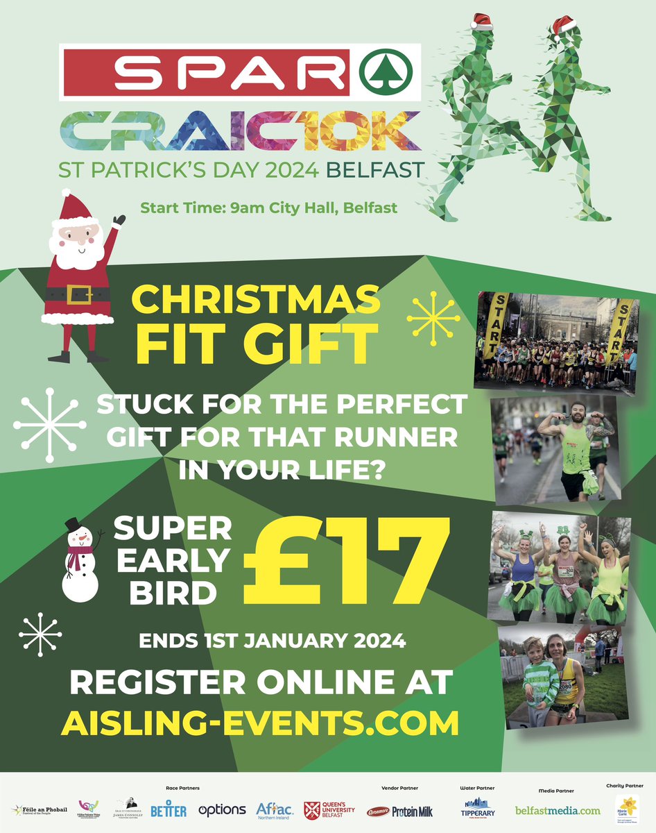 Who needs a fitness incentive? OR #NewYearsChallenge 🏃🥇🏃‍♂️with the infamous @SPARcraic10k on #StPatricksDay ☘️A great fun community event in @VisitBelfast #EarlyBirdOffer #Christmasgifts @FailteFeirste @Better_NI @TipperaryWater @JamesConnollyVC @NBelfasthour #NorthBelfastHour