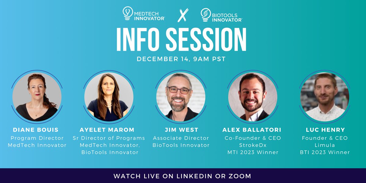 Register for the MTI x BTI info session on Thursday, 12/14 at 9am PT. Led by MTI team Diane Bouis, Ayelet Marom, Jim West and special guests / 2023 program winners Luc Henry & Alex Ballatori! 🏆 To register for the zoom, click here: lnkd.in/gS-7RctJ #bti #mti