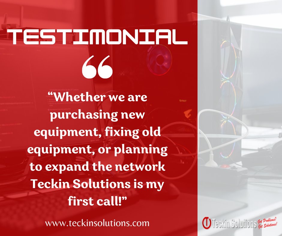 At Teckin Solutions, customer satisfaction comes before anything else. We appreciate all the kind words and are thrilled to have amazing clients.

Call (507) 382 - 7593 to get started.

#ITServices #MarketingSolutions #GalvestonTX #LoveGalveston #GalvestonTexas