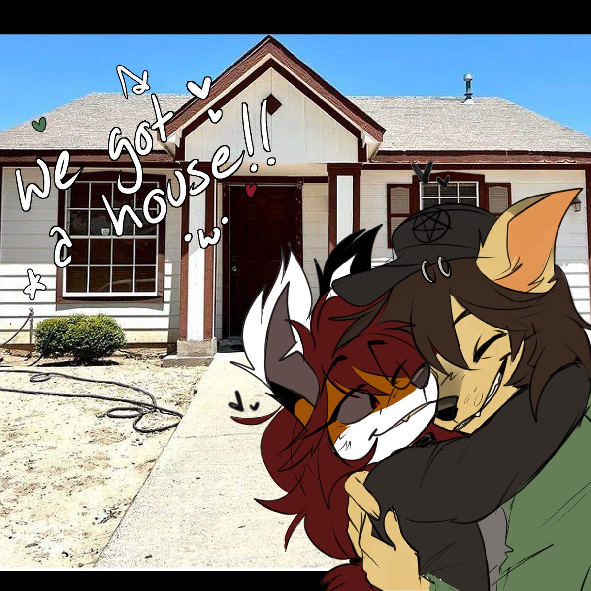 YIPPIEEEE!!! the dog bf and I got a house!!! 🎉🖤 i have an amazon wishlist in case anyone would like to give us a little house warming gift or send a KOFI my way since my job cut my hours drastically out of no where 👉👈
