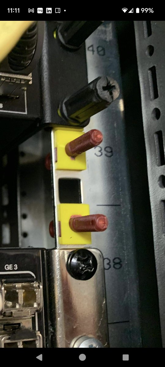 Doing this, WILL break your <a href="/rackstuds/">Rack Studs Ltd</a>! Spot the mistake. Contrary to popular belief, the holes are not evenly spaced down the rail. *Real photo from a customer install used with permission. en.wikipedia.org/wiki/Rack_unit #sysadmin