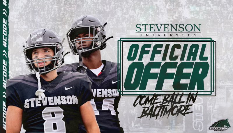 WillDeady's tweet image. After a great call with @CoryPietrzyk22, I am honored to announce that I have received an offer from Stevenson! @SUMustangFB @edhottle1