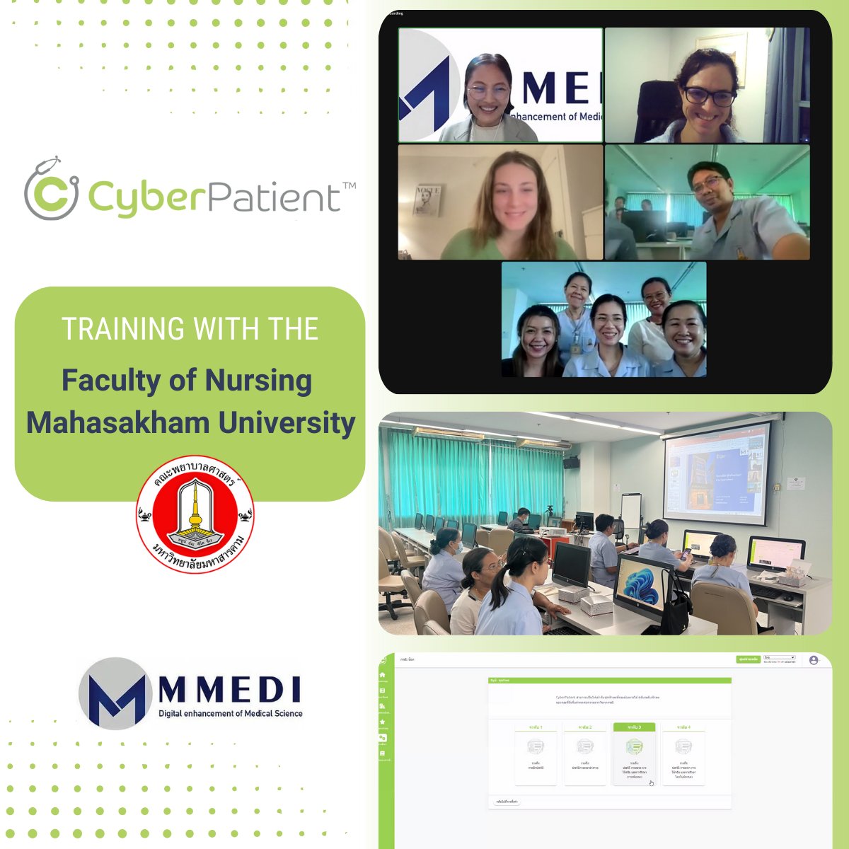 It was a pleasure to join our partners, M-Medi, to welcome and train the Faculty of Nursing at Mahasakham University in Thailand! Together, we're advancing healthcare education and making a positive impact. 

#CyberPatient #VirtualSimulation #NursingEducation