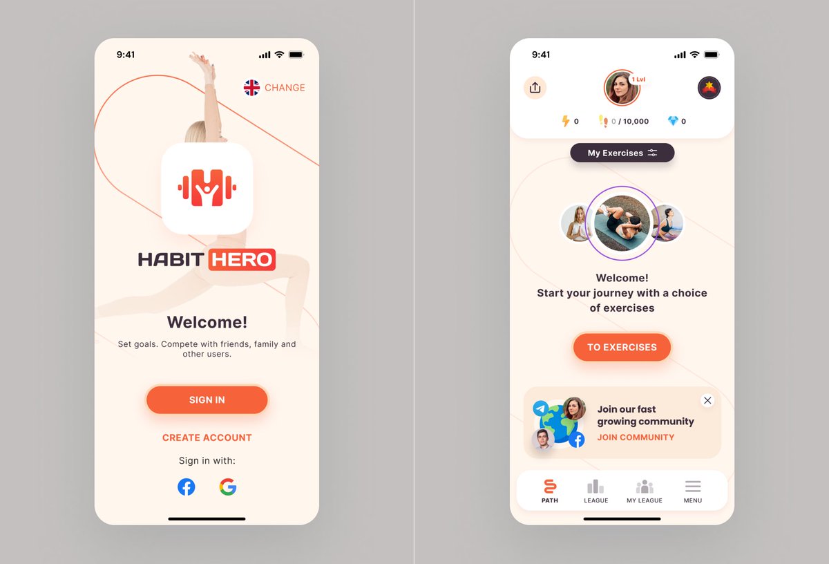 smirnovdsgn's tweet photo. Habit Hero App UX/UI design. Splash &amp; First login screen. #minimaldesign #cleandesign #creativedesign #minimalui #cleanui #creativeui #trendingui #trendingdesign #cleaninterface #minimalinterface #creativeinterface #smirnovdsgn #habitapp #fitnessapp https://t.co/u7EmSPd0X8