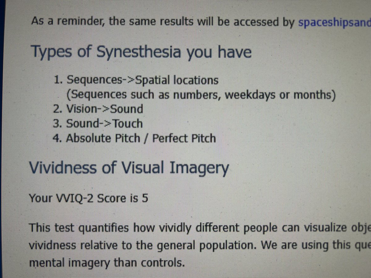 So yesterday I discovered I have synesthesia. Also possibly hyperphantasia. Never really understood that manipulating perfect recreations of scenes and objects in multiple dimensions in my head was unusual. Some things are starting to come together.