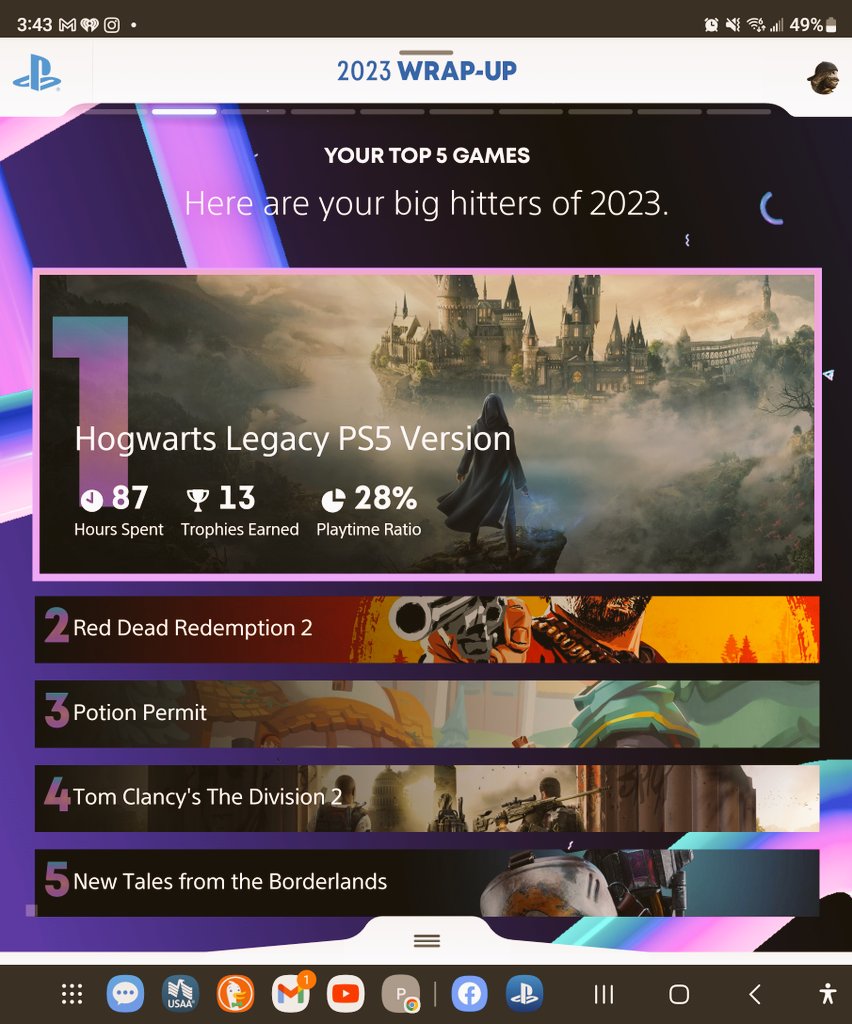 AlldaSimoleons's tweet image. It's been a great year.🥰💕💓💕 #playstation #playstationwrapup #hogwarts #RedDeadOnline #potionpermit