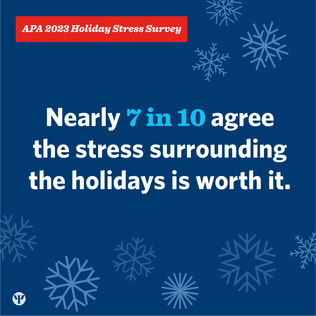 Make the most of the holiday season with these tips from psychologists on how to incorporate joy and togetherness during a stressful time for many: at.apa.org/21g See more from APA's Holiday Stress survey: at.apa.org/039e32
