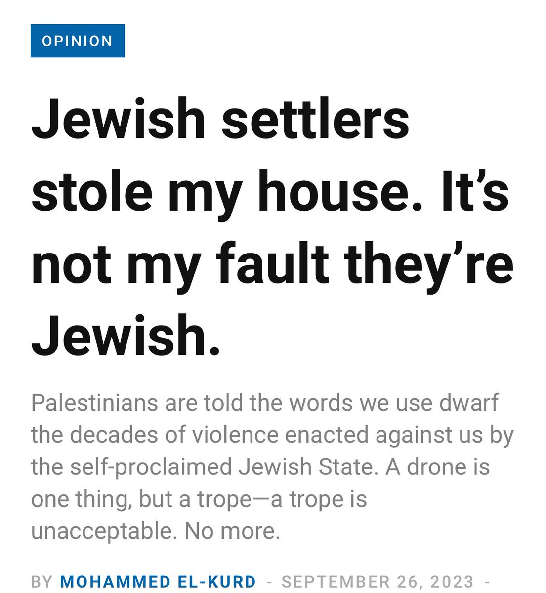 As I see more and more people disingenuously conflating calls for Palestinian liberation—from siege, bombardment and apartheid—with “calls for violence against Jews” I keep coming back to <a href="/m7mdkurd/">Mohammed El-Kurd</a>’s point: It is not the fault of Palestinians that their oppressors are Jewish.