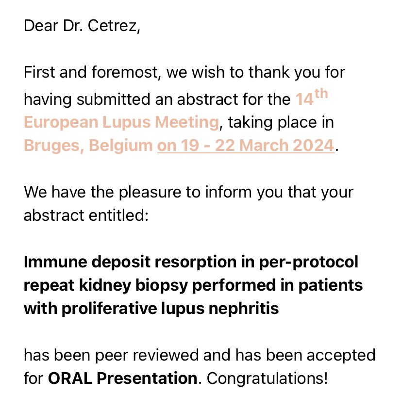 So excited about this now, looking forward to #lupus2024 Bruges 2024! 🤓 Grateful for my supervisors for the work and the opportunities ✨✨