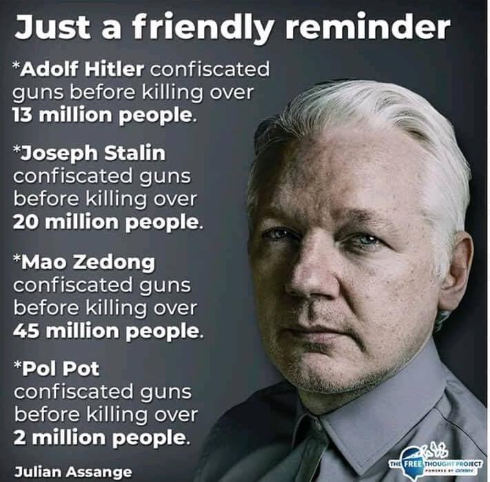 LibertyLee33's tweet photo. Reasons why you need a gun? You donโt need a reason itโs your right! 2A #neversurrenderyourguns #neversurrenderfreedom #freejulianassange ๐๐ผ https://t.co/Rli8XITYo3