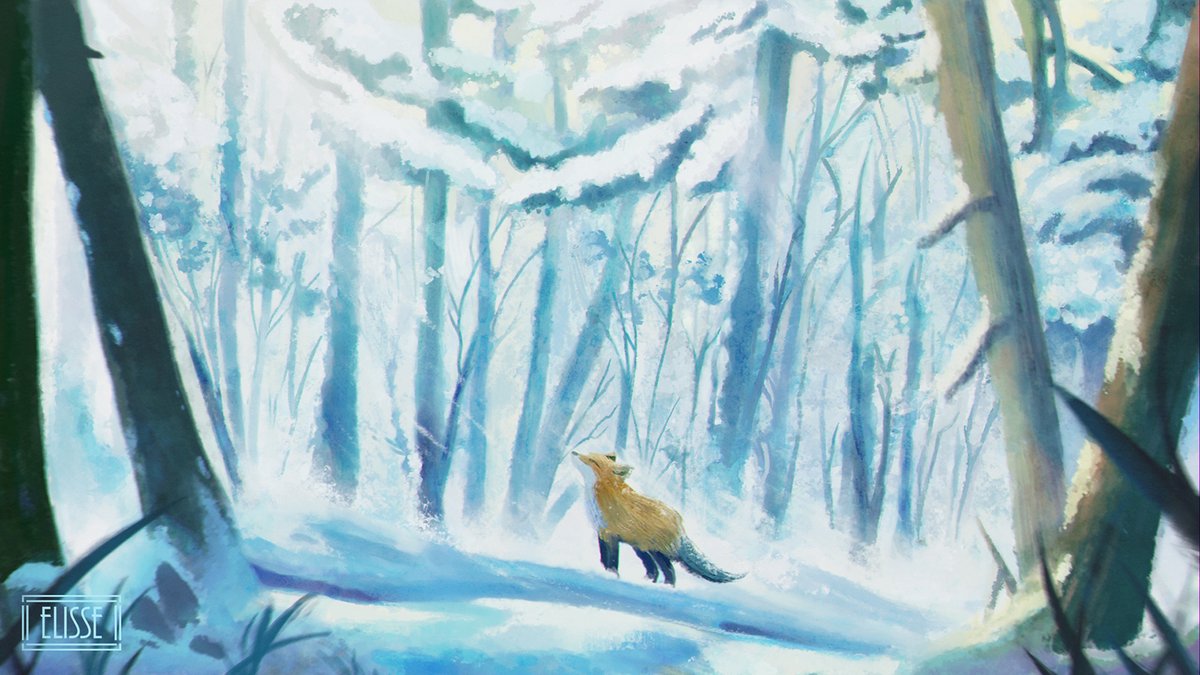 A little study of one of the background from #SousouNoFrieren (added a little fox for fun ww) 🌟 The backgrounds of this anime are so beautiful and soft I couldn't resist! 🥺 #葬送のフリーレン #background #illustration #scenery #snow #fox #winter #digitalart