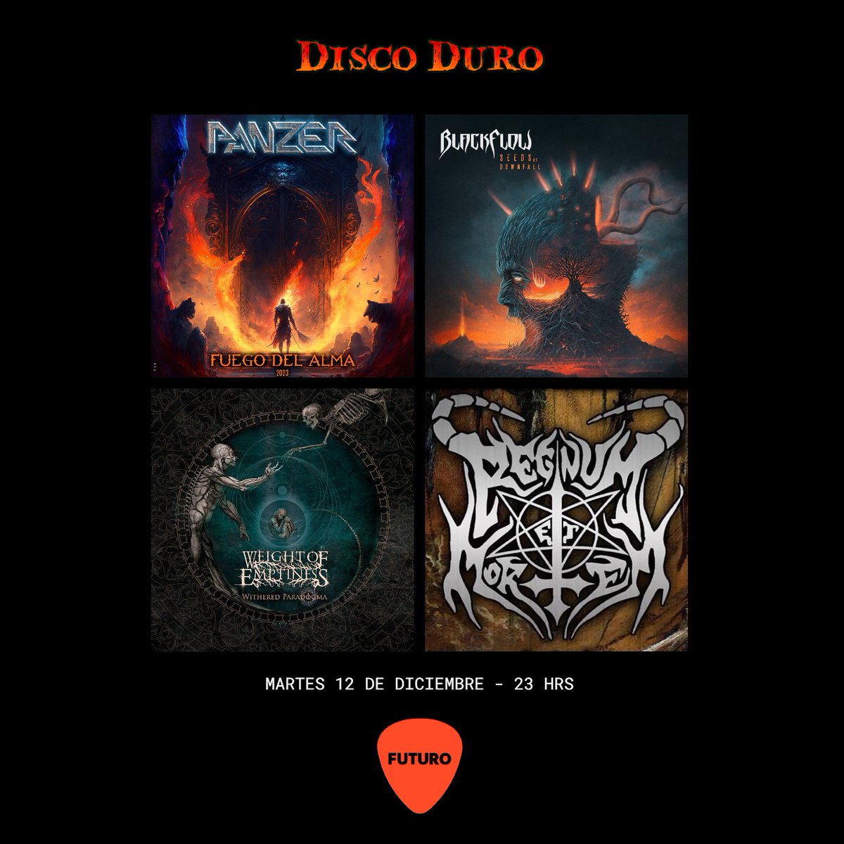 jorge ignacio (@cerebroatomico) on Twitter photo Hoy 23 hrs #DiscoDuro en <a href="/futurofm/">Radio Futuro</a>, especial de Sepultura por el anuncio de su final y despedida, empezamos a decir adiós honrando su leyenda.
Destacados nacionales: Panzer, BlackFlow, <a href="/Weight_of_E/">Weight of Emptiness</a> y Regnum Et Mortem.
Sintonicen a esa hora 🔥📻 Hoy 23 hrs #DiscoDuro en <a href="/futurofm/">Radio Futuro</a>, especial de Sepultura por el anuncio de su final y despedida, empezamos a decir adiós honrando su leyenda.
Destacados nacionales: Panzer, BlackFlow, <a href="/Weight_of_E/">Weight of Emptiness</a> y Regnum Et Mortem.
Sintonicen a esa hora 🔥📻