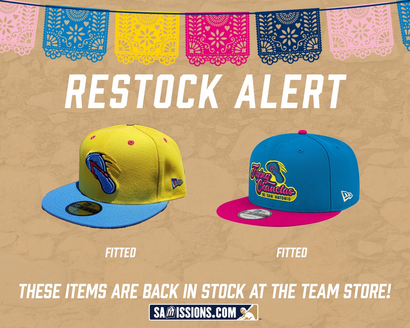 San Antonio Missions Baseball على X: Theyre baccckkkk! We got a full  restock of these Flying Chanclas de San Antonio hats 🧢 Available online or  at the team store now! 🛍️: t.coZWsS3r7npf
