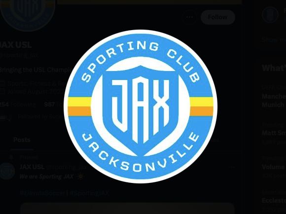 DR928's tweet image. 1. Having the same branding for both the men&apos;s and women&apos;s teams is great

2. The &quot;JAX&quot; lettering on its own is the best part of this

3. I look forward to road-tripping and not liking this team

4. The Jacksonville NASL placeholder logo says hi

#JAXUSL #SportingJAX